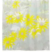 Yellow Daisies Yellow and Gray Shower Curtain