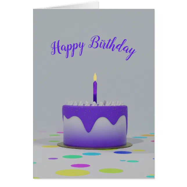Purple Birthday Cake Card