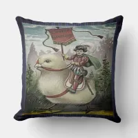 Vintage Easter Giant Baby Chick Riding, ZSSG Throw Pillow