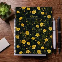 Elegant Yellow Buttercup Flower Pattern Notebook