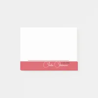 Modern Feminine Script Hibiscus Red Minimalist Post-it Notes