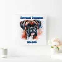 National Purebred Dog Day Celebration Boxer dog Square Wall Clock