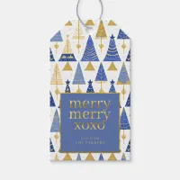 Blue Gold Christmas Merry Merry Pattern#25 ID1009 Gift Tags