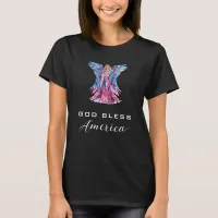 *~*  GOD Bless America AP16 Angel Flag Black T-Shirt