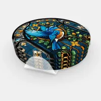 Singing Bluebird: Stained Glass Serenade Coaster Set