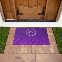 Silver initial monogram with purple glitter | doormat