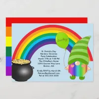 St Patricks Day Rainbow Gnomies LGBT Party Invite