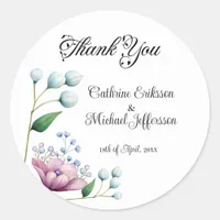 Elegant Floral Wedding Soft Botanical Romance Classic Round Sticker