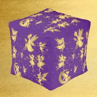 Gold Fairies with Pixie Dust on Purple | Pouf