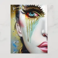 Mystical Ethereal Beautiful Women with Gold Tears Postcard