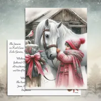 Little Girl and her Horse Personalized Christmas Holiday Postcard