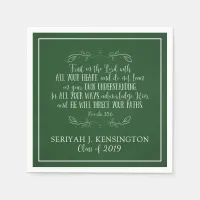 Christian Graduation Bible Verse Typography Green Napkins