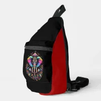 Majestic Elephant With Vibrant Face Paint Sling Bag