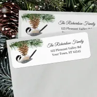 Watercolor Pinecone with Chickadee  Label