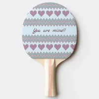 Red Hearts Valentine Pattern Ping Pong Paddle