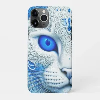 White Mystical Cat Ethereal AI Art iPhone 11Pro Case