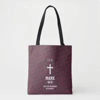 Maroon Zebra Stripes Pattern Bible Verse Christian Tote Bag