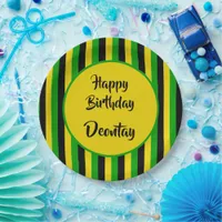 Jamaican Flag Colored Reggae Birthday Paper Plates