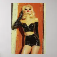 Sexy Blond Woman Retro Painting Poster