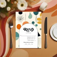 Retro Vintage Pattern and Typography Wedding RSVP Card