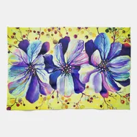 Delphinium  flowers painting kitchen towel