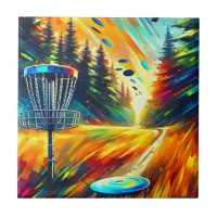 Abstract Disc Golf Art Ceramic Tile