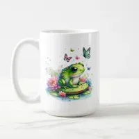 Whimsical Toad, Flowers and Butterflies Coffee Mug