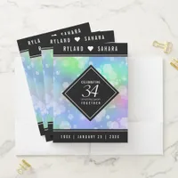 Elegant 34th Opal Wedding Anniversary Celebration Pocket Folder