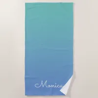 Light Teal to Cornflower Blue Gradient Beach Towel