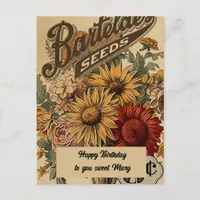 Vintage Flowers Three cents  Birthday Postcard