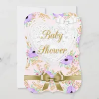 Floral Purple and Gold Baby Shower Invitation