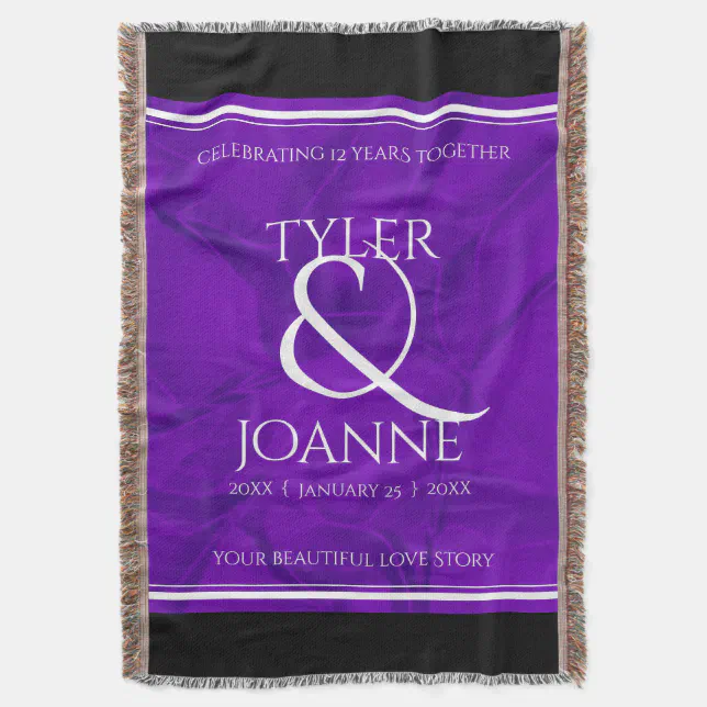 Elegant 12th Silk Wedding Anniversary Celebration Throw Blanket