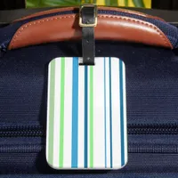 Blue white green stripes Luggage Tag