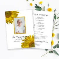 Yellow Sunflowers Funeral Memorial Service Program