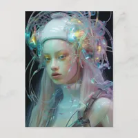 Pastel Pink Hair Sci Fi Woman Postcard