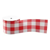 Classic Red and White Gingham Check Grosgrain Ribbon