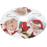 Custom Family Baby Photos Candy Canes Christmas Brushed Polyester Tree Skirt