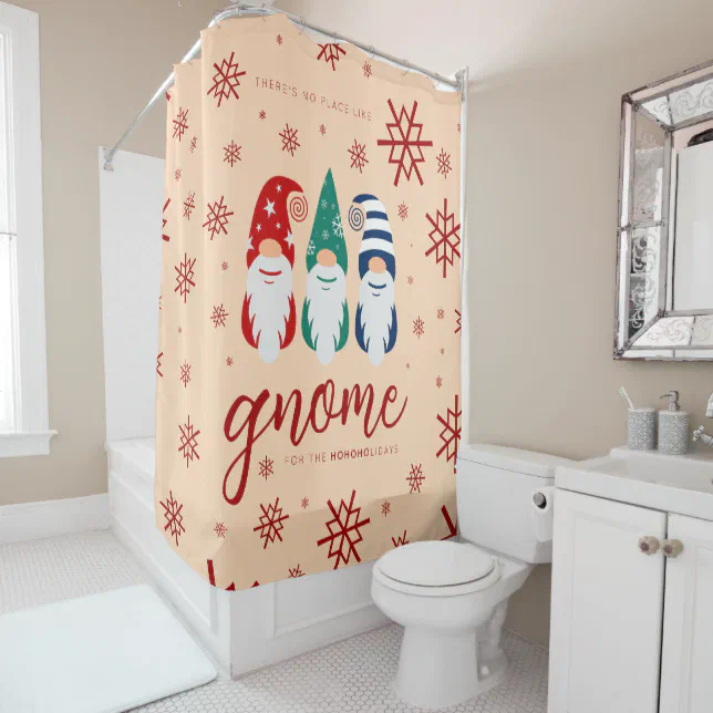 Hygge Christmas Gnome for the Holidays Snowflakes Shower Curtain