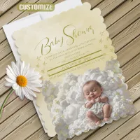 Baby On Cloud Yellow Baby Shower Invitation