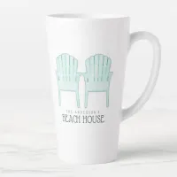 Beach House Adirondack Chairs Aqua Blue ID623 Latte Mug