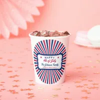 July 4th Custom American Family Summer BBQ Party Paper Cups