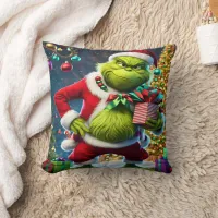 Grinch spreads Christmas cheer and gifts! Throw Pillow