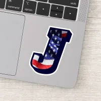 Monogram J American Flag Letter J Initial USA Sticker