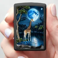 Giraffe Under a Blue Moon Zippo Lighter