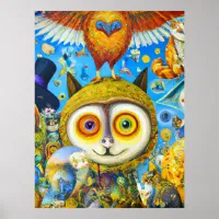 Chaotic and Colorful Fantasy Creatures Poster