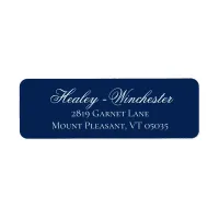 Elegant Navy Blue and White Wedding Address Label