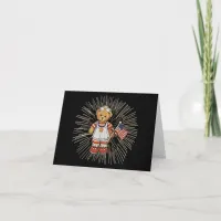 Vintage Nurse Bear with Modern White Fireworks Card