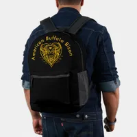 Engraved Bison Buffalo Head in Circular Design Printed Backpack