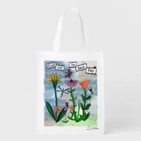 Flowers, Musical Notes and Joy Artwork Grocery Bag