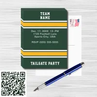 Green & Gold Football Team Tailgate Party Invitation Postcard